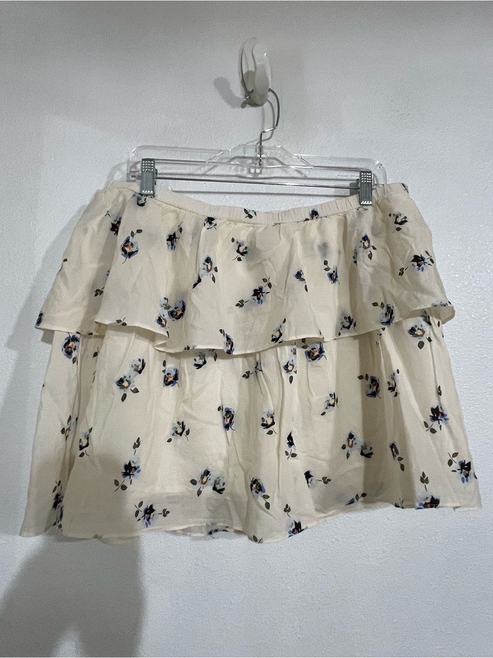 Universal Thread Cream Mini Skirt with Blue Floral Print